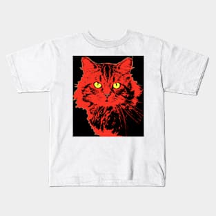 Pop cat red black Kids T-Shirt